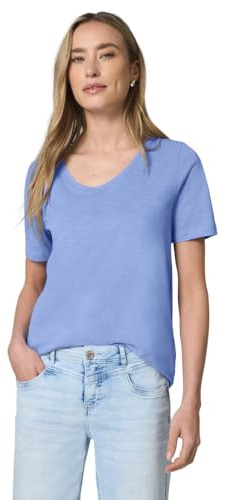 Damen Basic T-Shirt mit gerundetem V-Neck
