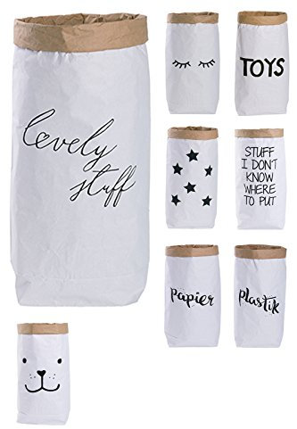 Papiersack Paper Bag rund Kraftpapier Beutel Papiertüte Braun Weiß 'lovely stuff'