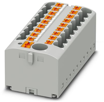 Phoenix Contact PTFIX 6/18X2,5 GY Verteilerblock, Grundklemme mit Einspeisung, 450 V, 24 A, Anzahl der Anschlüsse 19, Querschnitt 0,14 mm²-4 mm², AWG 26-12, Breite 56,5 mm, Höhe 21,7 mm, Grau, 8 Stück
