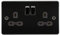 Plaque plate 13 A 2G DP Prise de courant – Gris acier avec insert noir