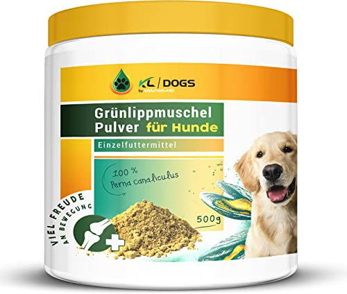 Kräuterland Grünlippmuschelpulver Hund 500g - auch in 250g & 1000g erhältlich - geeignet für Katzen & Pferde - Premium Barf Futterzusatz