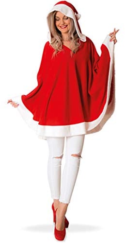 KarnevalsTeufel Nikolaus-Poncho in rot-weiß mit Kapuze, Weihnachten, Umhang, Überwurf