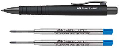 Faber-Castell 241190 Kugelschreiber, POLY BALL XB, schwarz (All Black + 2 Minen Blau)