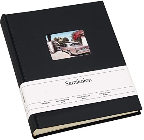 Semikolon 360190 Foto-Album Medium Finestra - 21,6x25,5 cm - 80 Seiten cremefarben, für 160 Fotos - black schwarz