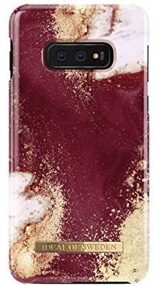 IDEAL OF SWEDEN Bedruckte Handyhülle, niedliches buntes Muster, schützende Abdeckung aus Hartplastik mit Mikrofaserfutter für das Galaxy. Kompatibel mit Galaxy S10 Edge (Golden Burgundy Marble)
