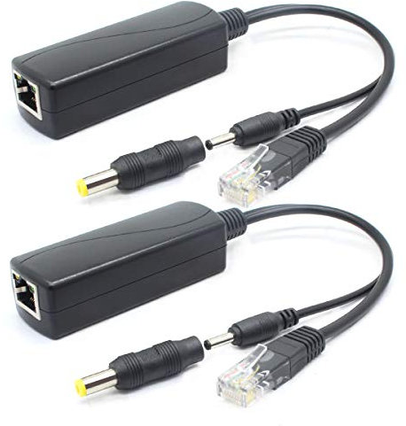 ANVISION 2-Pack 5V PoE Splitter, 48V to 5V 2.4A, Plug 3.5mm x 1.35mm, 5.5mm x 2.1mm Connector, IEEE 802.3af Compliant, for IP Camera and More