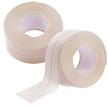 Zhongtou 2 Stück Dichtband Selbstklebend Wasserdichtes Klebeband Beige 22 mm x 3,2 m Dichtungsband für Küchenarbeitsplatte Badezimmer Toilette