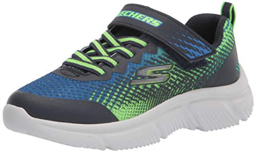 Skechers Baby Boys GO Run 650 NORVO Sneaker, Navy & Lime Textile/Navy Synthetic/Lime Tri, 4 UK Child