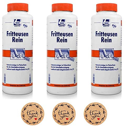 3 x Dr. Cup Deep Fryers Cleaner, 1 kg Powder Bottle, Intensive Cleaner in Powder Form for Powerful Cleaning of Professional Fryers, Plus Free Thank You Sticker