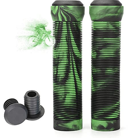 LORESJOY Manopole Ergonomiche per Bicicletta in Gomma, 1 Paio Bici Gomma Manopole Manubrio 22mm, Morbida Antiscivolo, Accessori Biciclette da Esterno, per BMX/MTB/Mountain Bike (Green)