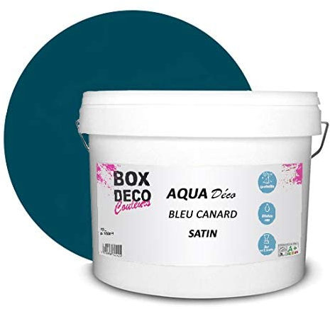 BOX DECO COULEURS Peinture murale acrylique aspect satin Aqua Déco - 10L, Bleu Canard