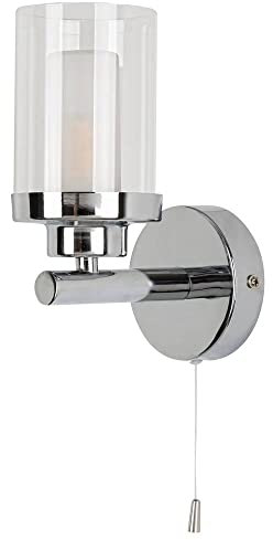 rabalux 5087 Badezimmerleuchte Aviva Chrom Opalglass G9 1x MAX 28W IP44L:13cm H:19.5cm Ø8cm mit Zugschalter
