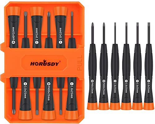BRIMIX 6 pc Juego de destornilladores de precisión con estuche, tapa giratoria, phillips y plana, para gafas, electronica, reloj, puntas magnéticas