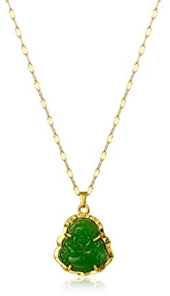 Yifnny Buddha Halskette, Lucky Lachender Buddha Anhänger Halskette Zirkonia Grüne Jade Buddha Halskette Buddha Anhänger für Männer Damen Glückskette Buddha Schmuck (Grün 2)