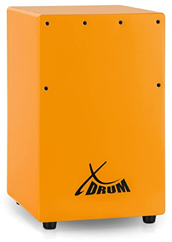 XDrum KC-37OG Kinder-Cajon - Kleine Cajon speziell für Kinder - Nur 36 cm hoch - Snare-Effekt durch stimmbare Gitarrensaiten - Orange