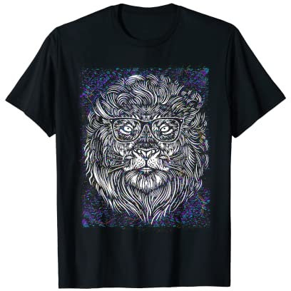 Hipster Löwe Cooler Löwenkopf mit Brille T-Shirt