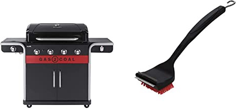 Char-Broil Gas2Coal 440 - Barbacoa de Gas, Color: Negro & 140 533: Cepillo de Limpieza y rascador de Barbacoa 2 en 1 Cool-Clean.