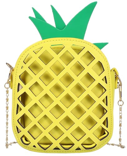 VALICLUD Ananas Umhängetasche Damen Einzelne Crossbody Bag Mit Kettenriemen Obstkörperbeutel Aus Pu Und Polyester Für Handy Usb-Kabel Und Kosmetik Für Schule Arbeit Einkaufen Und Dating