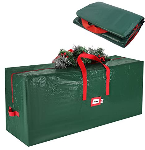 Bolsa de almacenamiento de árbol de Navidad para muebles de terraza, asas duraderas, recipiente de almacenamiento, impermeable, árbol de Navidad para exteriores, jardín, impermeable, ligero (122 x 34