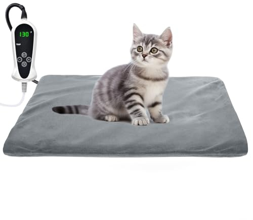 RIOGOO Pet Heating Pad, Upgraded Electric Dog Cat Heating Pad Indoor Waterproof, Auto Power Off (S 17.5x 14, Grey)