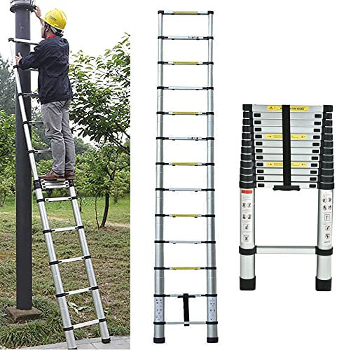 Escalera Plegable de Aluminio 5 Metros - Escalera Telescópica Multifuncional - Escalera de ático - Clase 13 - Antideslizante - Carga Máxima: 150 kg