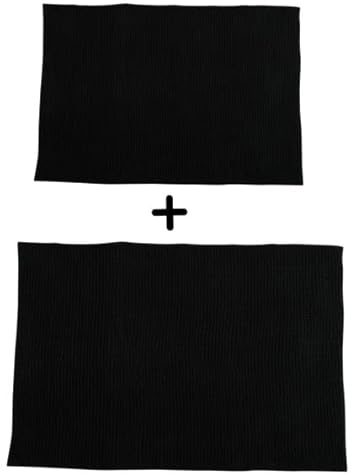 MSV – 2er-Set Chenille-Mikrofaser-Badematten – Langflorig, rutschfest – Maschinenwaschbar – Praktische Aufhängeschlaufe – Optimaler Komfort und Hygiene – Schwarz – 40 x 60 cm & 60 x 90 cm