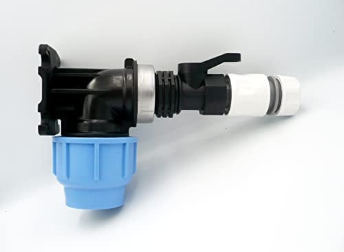 MDPE Wall Plate Elbow (32mm) to On/Off Valve & Snap-On Hose Fittings (On/Off Valve & 1/2 Snap-On Hose Fittings)