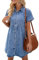 Vetinee Denim Dress Beach Dresses Spring Dresses for Women UK Summer Cotton Dresses for Women UK Ladies Denim Dress Blue Dresses for Women UK Reef Blue Size Medium Fits UK Size 12 - UK Size 14