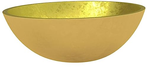 vidaXL Waschbecken, Becken für Badezimmer Waschraum Nasszelle, Aufsatzwaschbecken über der Theke, Waschschale Waschtisch, Glas Golden