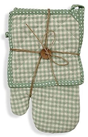 Set Guantone e presina Nuvole di Stoffa Idea Regalo cotone vichy Cuori Tati 5993