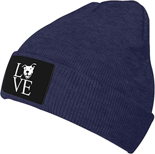 YINGD Strickmütze Love Pit Bull Beanie Mütze Weiche Wintermütze Unisex für Männer Frauen, #126, One size