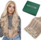 Easyouth Clip in Extensions Echthaar Remy Echthaar Clip in Extensions Farbe Aschblond Mix Gelb Blond 5Pcs 35 cm 70g Haarverlangerung Echthaar Clip #18P613