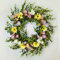 Couronne de porte, couronne de printemps artificielle pour porte d'entrée, fleurs sauvages colorées pour printemps et été, guirlande décorative pour décoration d'intérieur (45 cm-02)