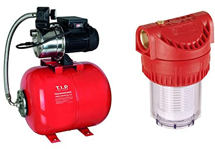 T.I.P. Hauswasserwerk HWW 1300/50 Plus TLS & Vorfilter für Garten Pumpen und Hauswasserwerke 12,7 cm (5 Zoll) (Wasserdurchfluss bis 7.000 l/h, inklusive waschbarer Filterpatrone) 31052