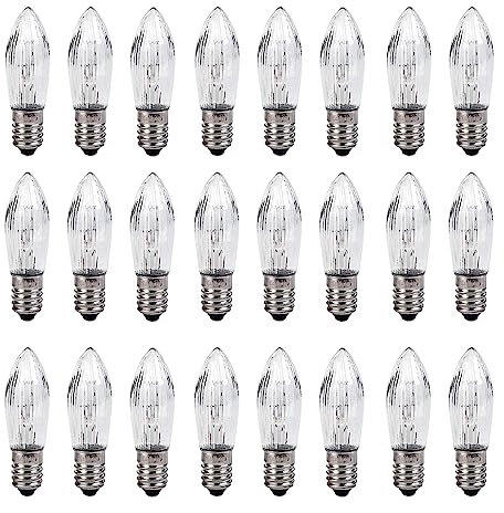 ShuoHui E10 Ersatzbirne Glühbirnen Lichter-bogen 34V AC 3W Riffelkerze Spitzkerze Warmweiß (25)