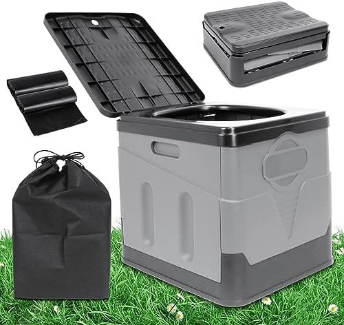 Jirmerp Inodoro de camping, plegable, portátil, separador, para coche, multifunción, para camping, atascos de tráfico, pesca