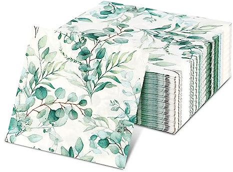 80 Stück Servietten Eukalyptus, 33 X 33CM Servietten Grün Servietten Hochzeit, Papierserviette Einweg, für Garten Hochzeit Party, 2-Lagige