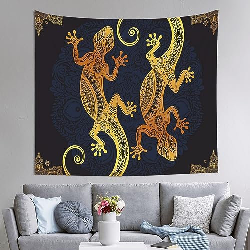 COMAAM Gecko Eidechsen Wanddekoration Tapisserie 60x51 Zoll (horizontal) für Innen- und Außenwanddekoration