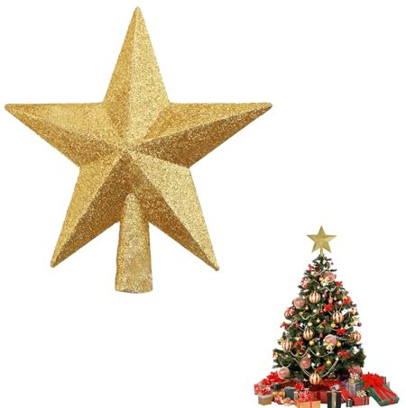 Weihnachtsbaumspitze Stern, Christbaumspitze Plastik, Christmas Tree Topper, Weihnachtsbaum Topper, Stern Baumspitze, Spitze Weihnachtsbaum, Christbaum Stern, Baumspitze Weihnachten, 20cm, Gold