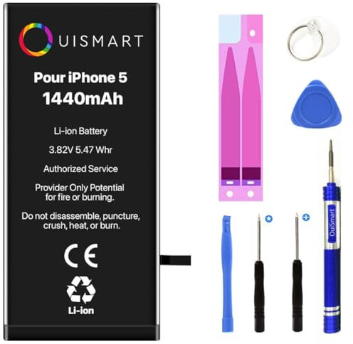 OuiSmart® Batterie DE Remplacement pour IPHONE 5G avec ADHESIF 1440MAH FBC