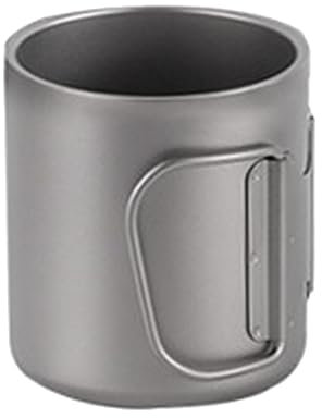 Durratou 350 ml doppelwandige Titan-Wassertasse Kaffee Tee Tasse Fit für Zuhause Outdoor Camping Wandern Rucksackreisen Picknick mit Griff