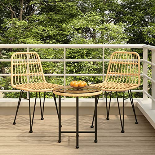 Homgoday Set da pranzo da giardino 3 pezzi rattan sintetico, sedia tavolo cucina esterno terrazza patio balcone mobili tipo 5