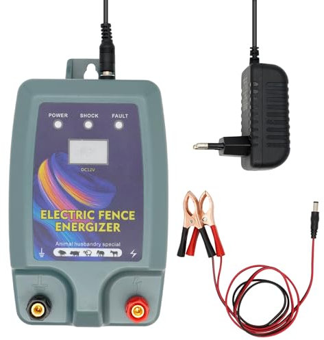 Svauoumu 5kM électrificateur de ClôTure Electrique 12V,ClôTure éLectrique Pour Animaux,Mouton,Porc,Cheval,ClôTure de PâTurage,EU Plug,ClôTure éLectrique Pour Chien