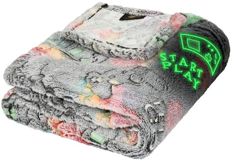 Catalonia Classy Grau Glow Spiel-Pad Kuscheldecke Kinder Decke, Geschenke für Mädchen Kinder Teenager, Fleecedecke für Sofa Couch Bett, 150x130cm