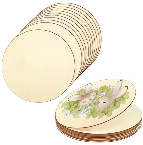 Yitobici Disques Ronds en Bois Naturel, 30 Pièces de 10 cm, pour Artisanat, Pyrogravure, Peinture, Décorations Suspendues
