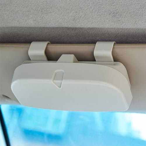 IVQOYTTV Auto Brillenetui für V-W Polo V GTI 2012-2017, Universal Sonnenbrillenhalter Brillenetui Brillen Aufbewahrungsbox Innenraum Autozubehör,B/Beige