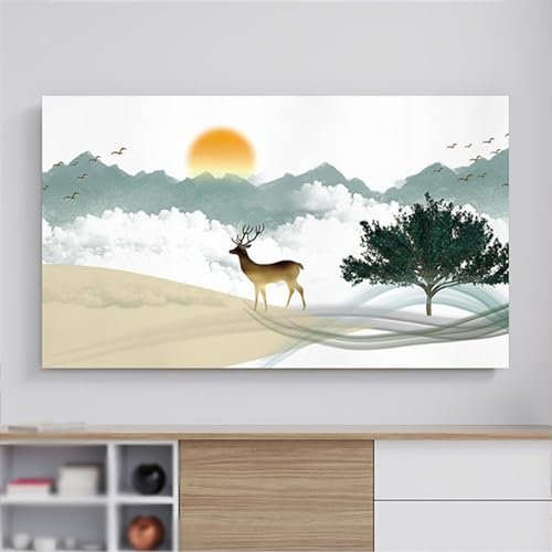 BMOZRM TV-Bildschirmabdeckung, Universelle Weiche TV-Schutzhülle Für Den Umzug, Verschiedene Fernseher, Staubdichte Abdeckung Für LCD-LED-Flachbildfernseher (Color : Deer, Size : 65-70 inch)