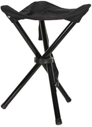Mountain Warehouse 3-Legged Stool - Lightweight Bar Stool, Foldable Chair - For Spring, Summer, Camping, Garden Black