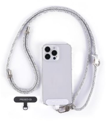 project-cb Cordon Telephone Portable 1,Laniere Téléphone Portable patch 2,Réglable 80-160cm,Sangle Telephone Portable(FoggyBlack-S)