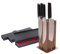 BABOSSA® Original Messerset mit Magnetischem Nussbaumholz Messerblock | 4-tlg Küchenmesser Set aus 3-lagigem Spezial-Messerstahl (440C Kernstahl) | Chefmesser, Allzweckmesser, Nakiri, Fleischmesser